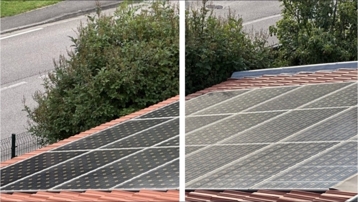Entretien et nettoyage de panneaux solaires, comparatif avant après