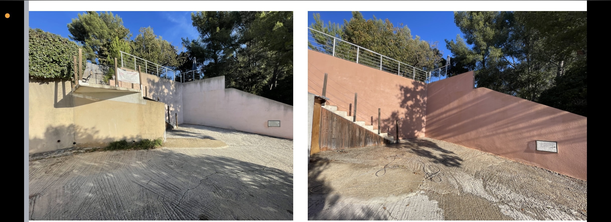 Murs extérieurs avant et après nettoyage et traitement hydrofuge