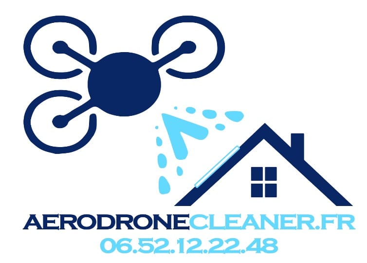 Logo Aerodronecleaner, drone nettoyant une toiture